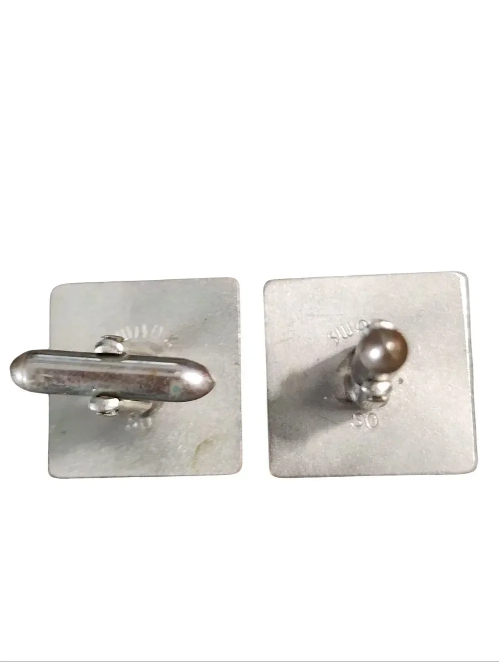 Swank Vintage Gold Pewter Square Initial T Cufflink Tie Clip Set